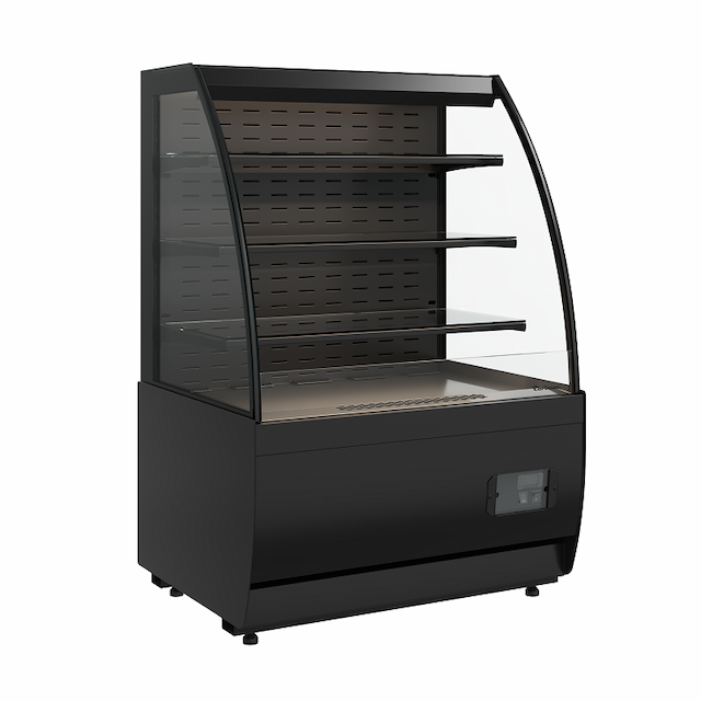 Витрина холодильная Carboma FLANDRIA 2 K70 VM 0,9-2 STANDARD открытая, горка (9005)
